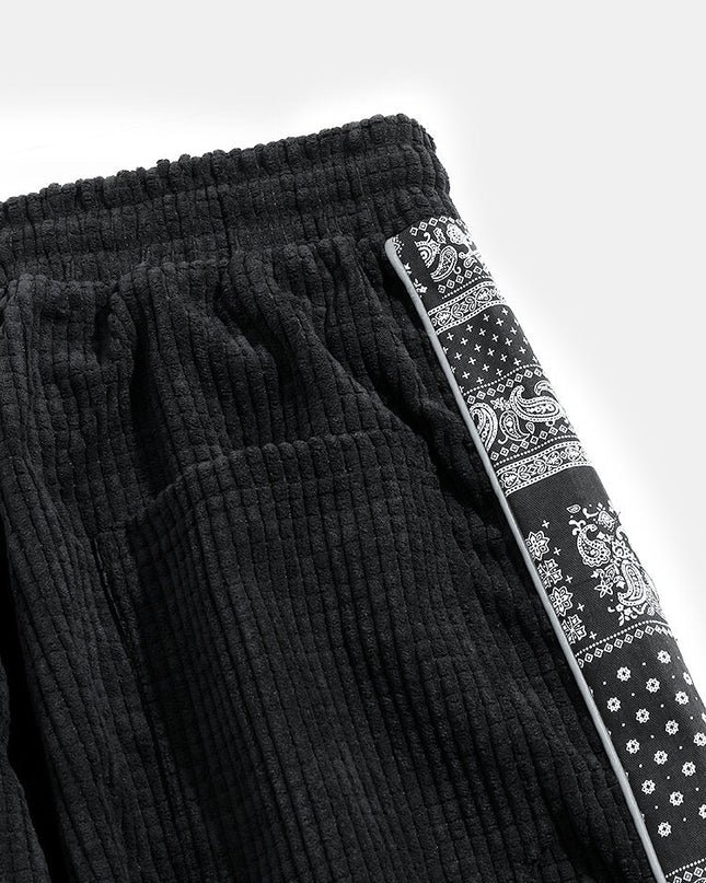 Paisley Print Panel Waffle Sweatshirt & Corduroy Paisley Print Panel Pants