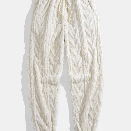 Geometric Jacquard Teddy Hoodie & Jogging Pants