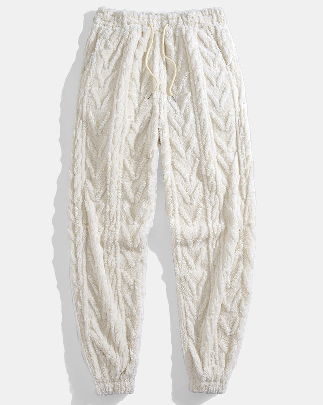 Geometric Jacquard Teddy Hoodie & Jogging Pants