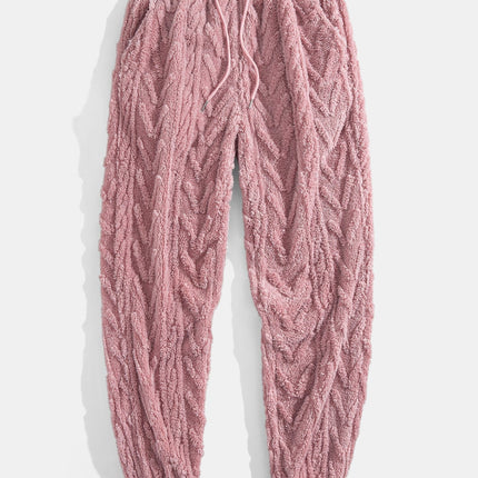 Geometric Jacquard Teddy Hoodie & Jogging Pants