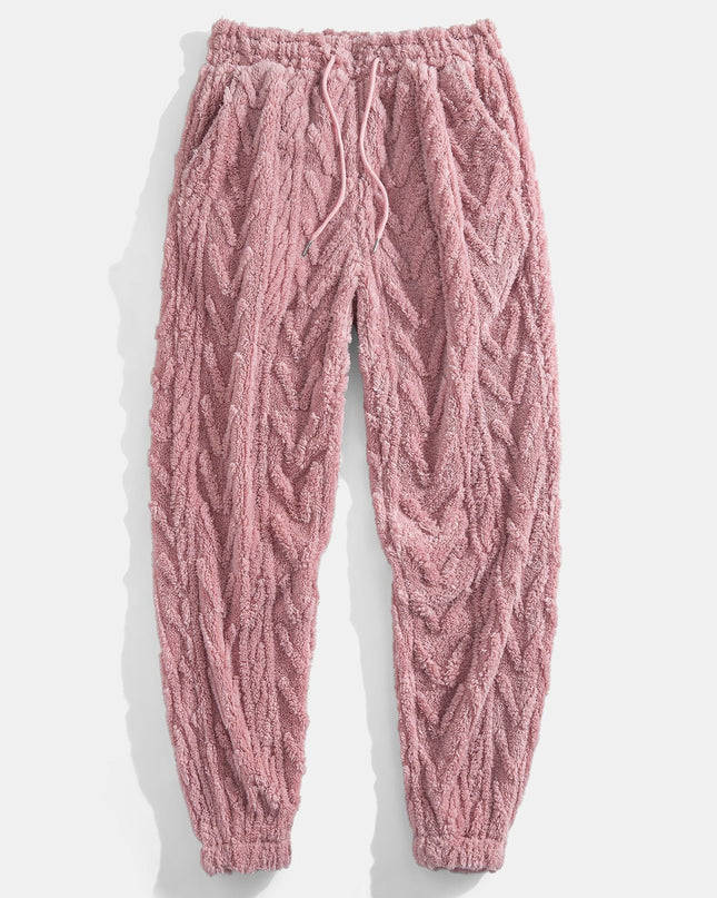 Geometric Jacquard Teddy Hoodie & Jogging Pants
