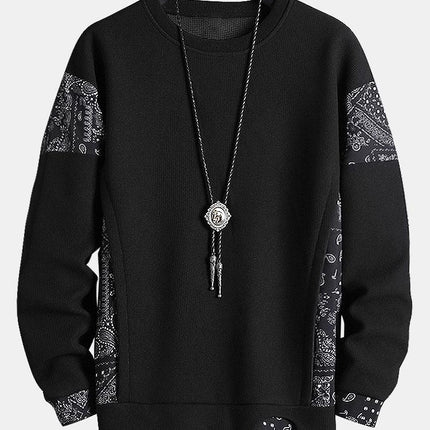 Paisley Print Panel Waffle Sweatshirt & Corduroy Paisley Print Panel Pants