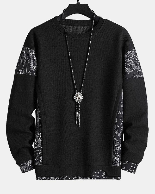 Paisley Print Panel Waffle Sweatshirt & Corduroy Paisley Print Panel Pants