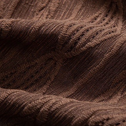 Geometric Jacquard Eyelet Cuban Shirt & Crinkle Textured Straight Leg Pants