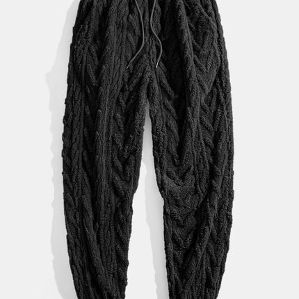 Geometric Jacquard Teddy Hoodie & Jogging Pants