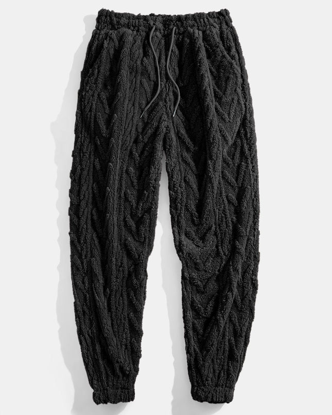 Geometric Jacquard Teddy Hoodie & Jogging Pants