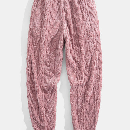 Geometric Jacquard Teddy Hoodie & Jogging Pants
