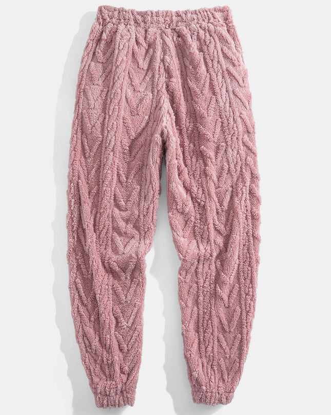 Geometric Jacquard Teddy Hoodie & Jogging Pants